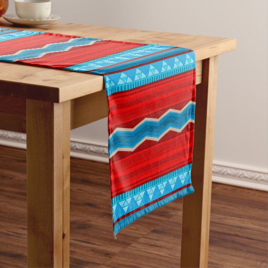 Chemin De Table Long Southwest River Canyon Geometric Red Turquoise (In Situ)