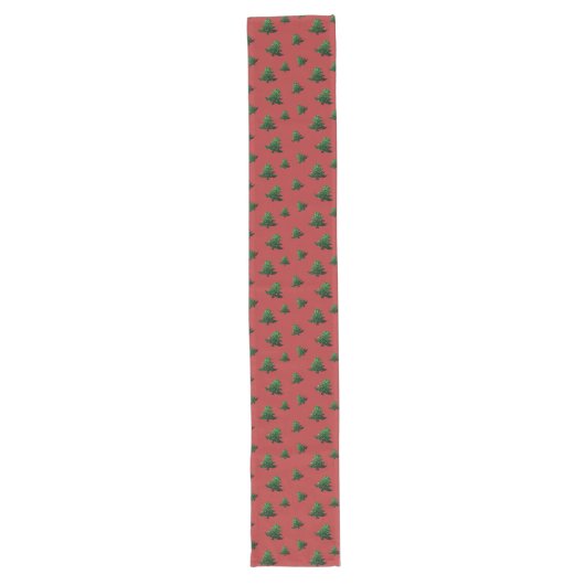 Chemin De Table Long Sparkly Christmas tree green sparkles pattern red (Devant)