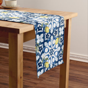 Chemin De Table Long style italien, méditerranéen, majolica, citron,