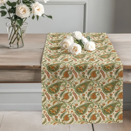 Chemin De Table Long Style Paisley Pastel Earthy Boho Dining Accent
