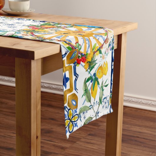 Chemin De Table Long style sicilien, art d'été, citrons (In Situ)