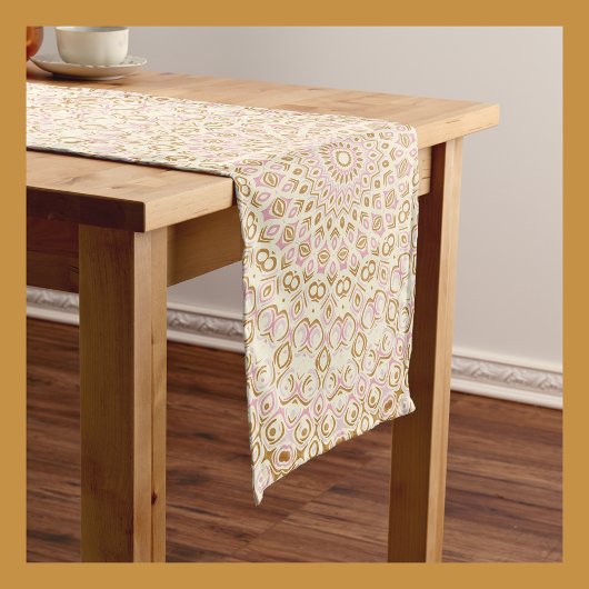 Chemin De Table Long Sunburst géométrique rose doré Mandala