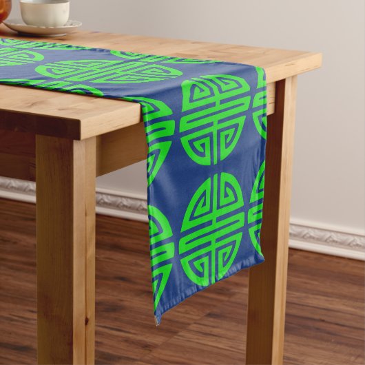 Chemin De Table Long symbole de prospérité chinois vert (In Situ)