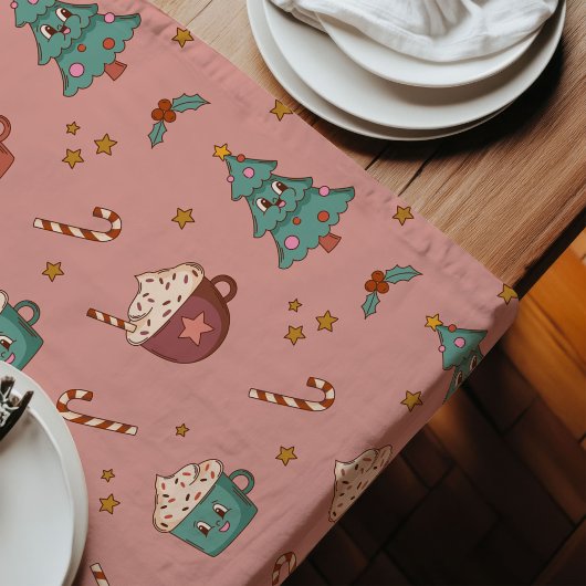 Chemin De Table Long Table de fête rétro funky style Noël pastel