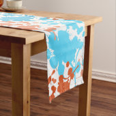 Chemin De Table Long Table Runer, Blue et Orange Splash Design (In Situ)