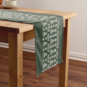 Chemin De Table Long Tapis de course vert moderne avec motif blanc comp