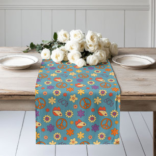 Chemin De Table Long Tapis de table psychédélique ambiance rétro pastel