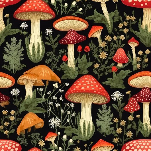 Chemin De Table Long Tapis de table rustique personnalisé Champignons &