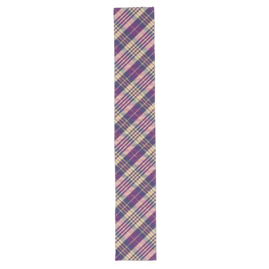 Chemin De Table Long Tartan mauve, or et bleu (Devant)
