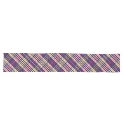 Chemin De Table Long Tartan mauve, or et bleu (Horizontal)