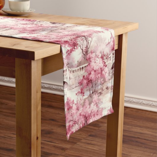Chemin De Table Long Toile vintage Rustique Rose (In Situ)