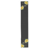 Chemin De Table Long Tournesols aquarelle sur mariage noir (Devant)