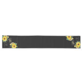 Chemin De Table Long Tournesols aquarelle sur mariage noir (Horizontal)