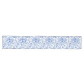 Chemin De Table Long Traditional Blue Toile Roses Floral Table Runner (Horizontal)