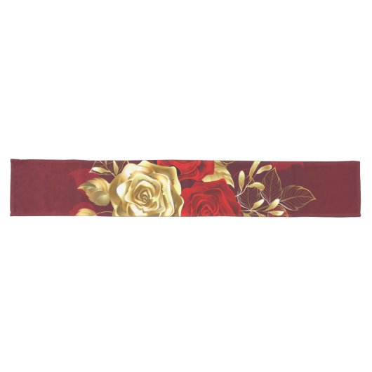 Chemin De Table Long Trois roses en bijoux (Horizontal)