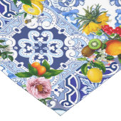 Chemin De Table Long tuiles siciliennes, majolica, citrons, agrumes (Coin)