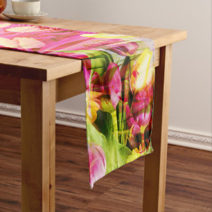 Chemin De Table Long TULIPS - Tulipes colorées d'art fractal -