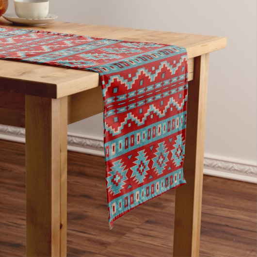 Chemin De Table Long Turquoise et Rouge des mesas du Sud-Ouest (In Situ)