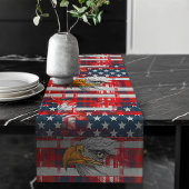 Chemin De Table Long USA Flag & Eagle Runner Celebrate Red White Blue