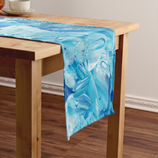 Chemin De Table Long Vagues de peinture bleue Abstraites (In Situ)