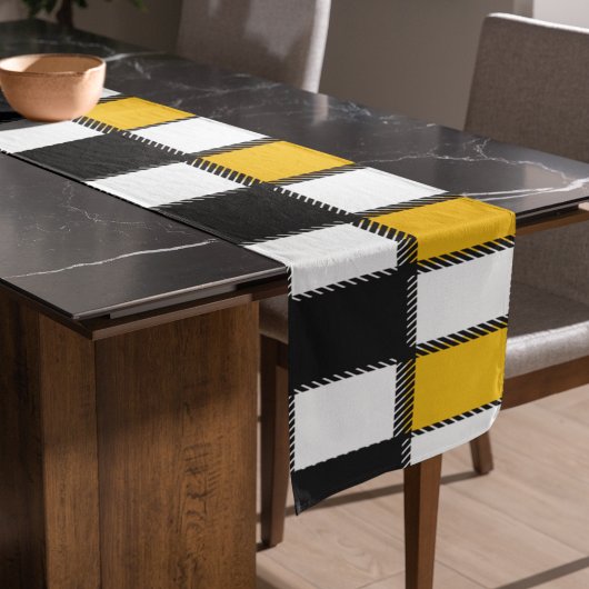 Chemin De Table Long Vérification de la couche noire et jaune