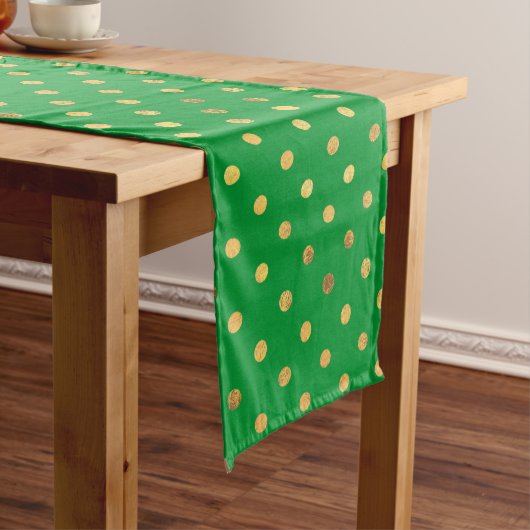 Chemin De Table Long Vert avec points de Parties scintillant or (In Situ)