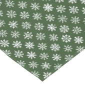 Chemin De Table Long Vert classique avec flocons de neige blancs (Coin)