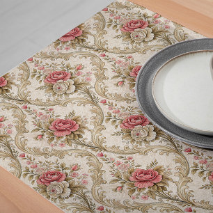 Chemin De Table Long Vibes vintages Floral Damask Table Runner Élégant