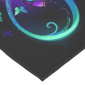 Chemin De Table Long Vibrant infinity with rainbow butterfly on black (Coin)