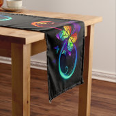 Chemin De Table Long Vibrant infinity with rainbow butterfly on black (In Situ)