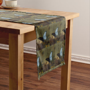 Chemin De Table Long Vintage Martin Johnson Heade Blue Morpho Butterfly