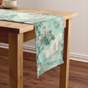Chemin De Table Long Vintage Rustic Mint French Country Toile