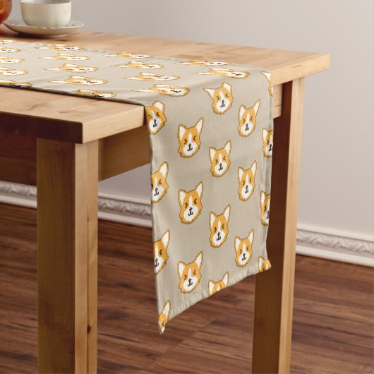 Chemin De Table Long Visage de chien mignon pixelisé (In Situ)