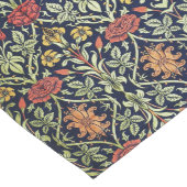 Chemin De Table Long William Morris Fleurs Feuillage Vert Jaune Rouge R (Coin)