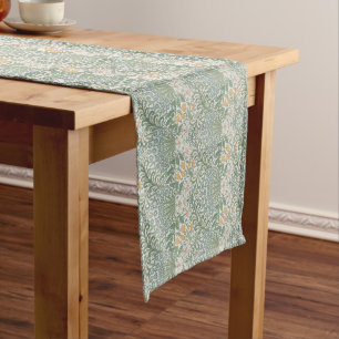 Chemin De Table Long William Morris Vintage Floral Jardin bleu jaune