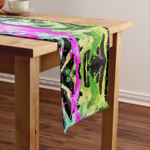Chemin De Table Moyen Aquarelle gothique du crâne Halloween Art néon