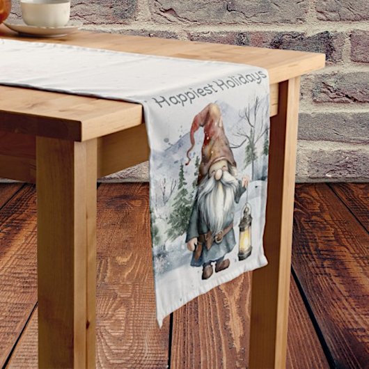 Chemin De Table Moyen Aquarelle hiver Gnome de Noël