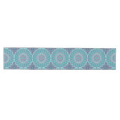Chemin De Table Moyen Aquarelle Mandala en Turquoise et violet (Horizontal)