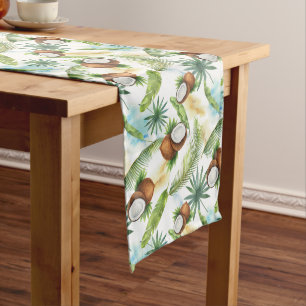 Chemin De Table Moyen Aquarelle Motif de noix de coco tropicale