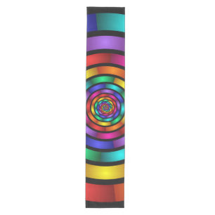 Chemin De Table Moyen Arrondi et psychédélique coloré Art moderne fracta