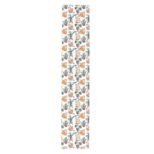 Chemin De Table Moyen Art de trait dessin chats et fleurs (Devant)