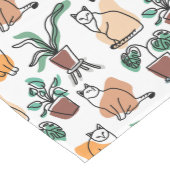 Chemin De Table Moyen Art de trait dessin chats et fleurs (Coin)
