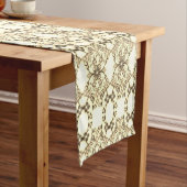 Chemin De Table Moyen Aspect dentelle de fleurs Sépia doré (In Situ)