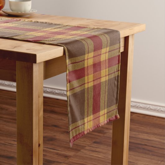 Chemin De Table Moyen Autumn Plaid Faux Fabric Table Runner (In Situ)