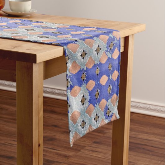 Chemin De Table Moyen Azure Lattice Mosaic Geometric Pattern 1297 (In Situ)