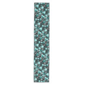 Chemin De Table Moyen Black Turquoise & Blanc Rose tendance Floral (Devant)