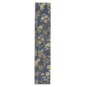 Chemin De Table Moyen Botanical Gold Flowers Blue Pattern (Devant)