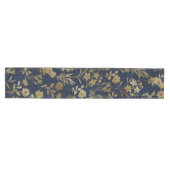Chemin De Table Moyen Botanical Gold Flowers Blue Pattern (Horizontal)