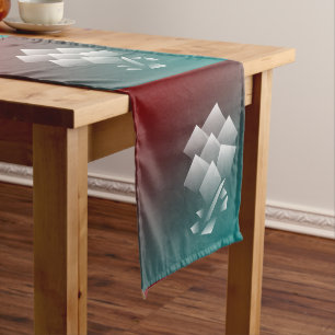 Chemin De Table Moyen Bourgogne turquoise blanche