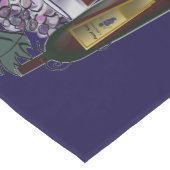 Chemin De Table Moyen Bouteille de vin, verre et raisins (Coin)